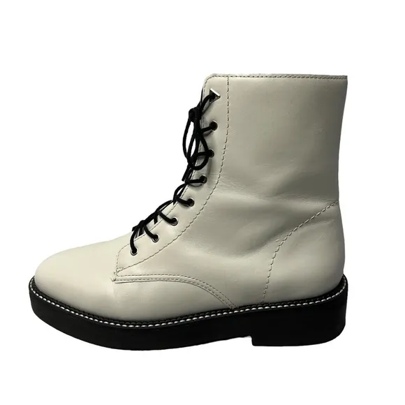 SCHUTZ McKenzie Lace Up Combat Boots Pearl White Women's Size 10B