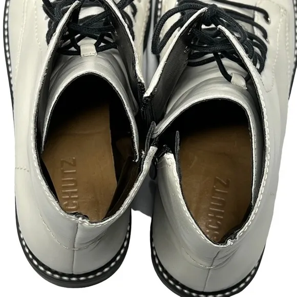 SCHUTZ McKenzie Lace Up Combat Boots Pearl White Women's Size 10B