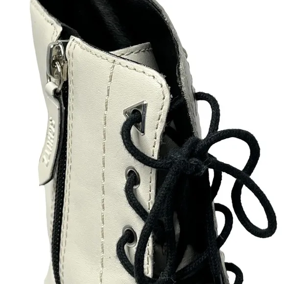 SCHUTZ McKenzie Lace Up Combat Boots Pearl White Women's Size 10B