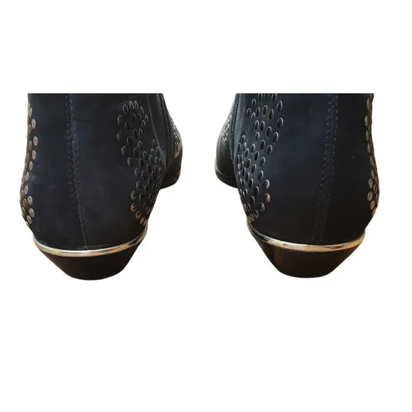 Schutz Studded Leather Slip-on Ankle Boots 8 Distressed Rocker Festival Western