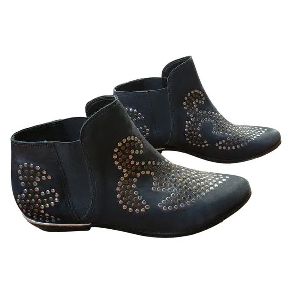 Schutz Studded Leather Slip-on Ankle Boots 8 Distressed Rocker Festival Western