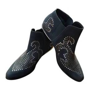 Schutz Studded Leather Slip-on Ankle Boots 8 Distressed Rocker Festival Western