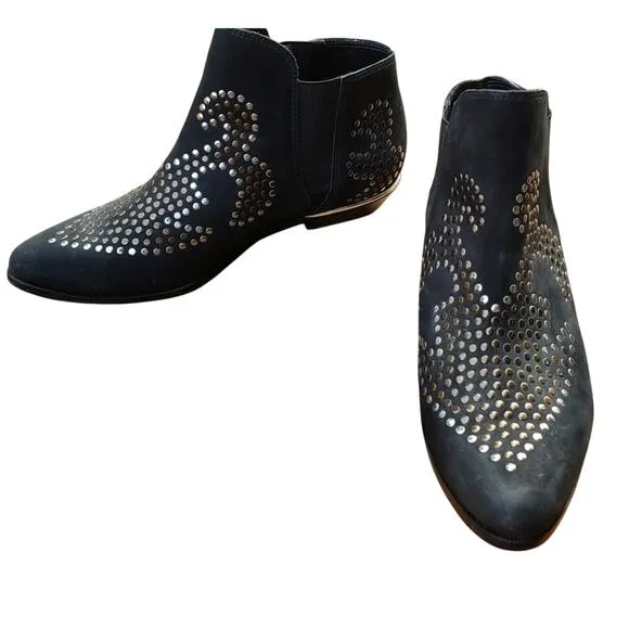 Schutz Studded Leather Slip-on Ankle Boots 8 Distressed Rocker Festival Western