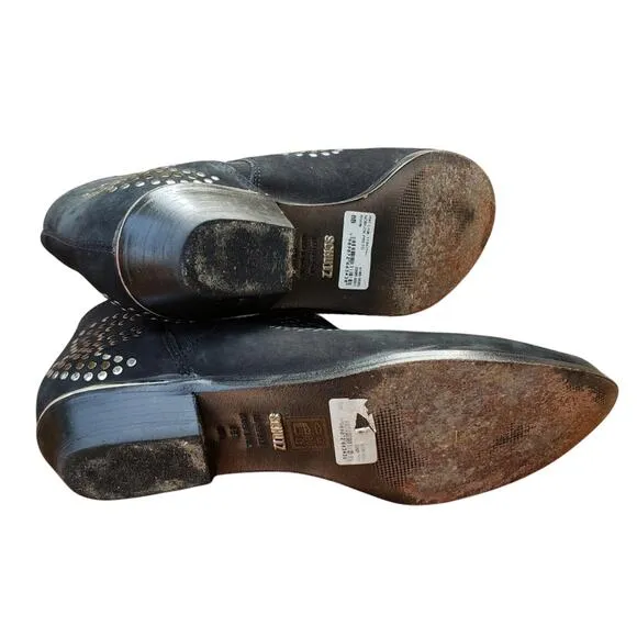 Schutz Studded Leather Slip-on Ankle Boots 8 Distressed Rocker Festival Western