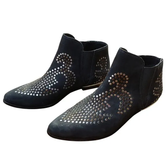 Schutz Studded Leather Slip-on Ankle Boots 8 Distressed Rocker Festival Western