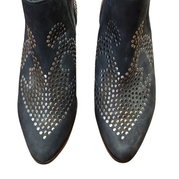 Schutz Studded Leather Slip-on Ankle Boots 8 Distressed Rocker Festival Western