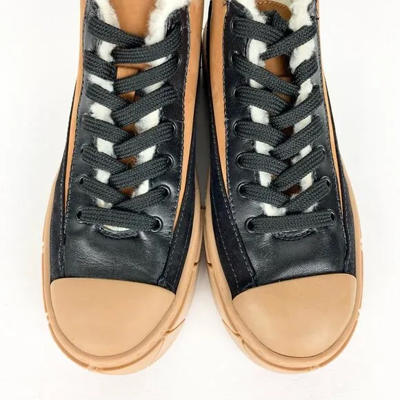 Schutz Womens Mixed Media High Top Sneakers Platform Nubuck Deluxe Brown Black 7