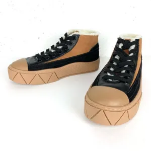 Schutz Womens Mixed Media High Top Sneakers Platform Nubuck Deluxe Brown Black 7