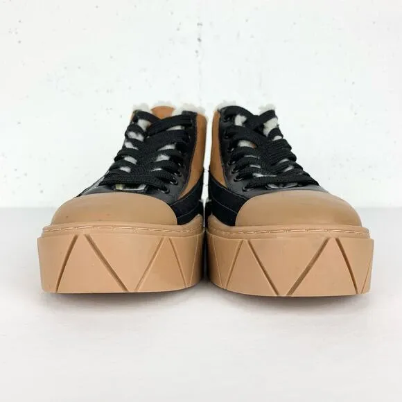 Schutz Womens Mixed Media High Top Sneakers Platform Nubuck Deluxe Brown Black 7