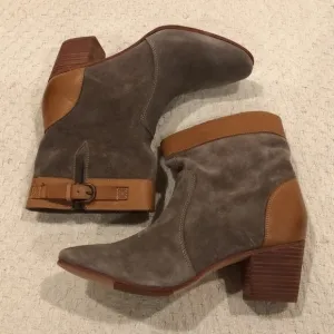 Sebago Handcrafted Leather Suede Nell Ankle Heeled Booties Size 10M