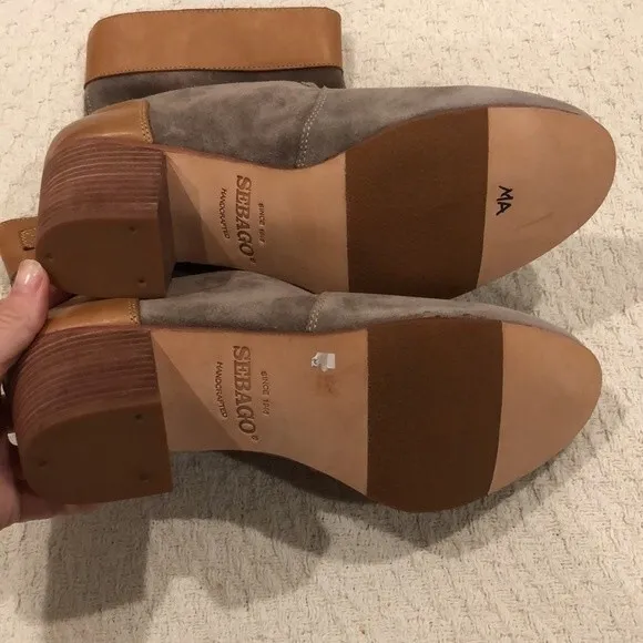 Sebago Handcrafted Leather Suede Nell Ankle Heeled Booties Size 10M