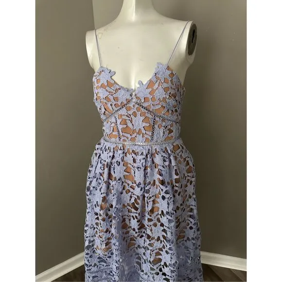 SELF-PORTRAIT AZALEA LACE MIDI DRESS - PURPLE