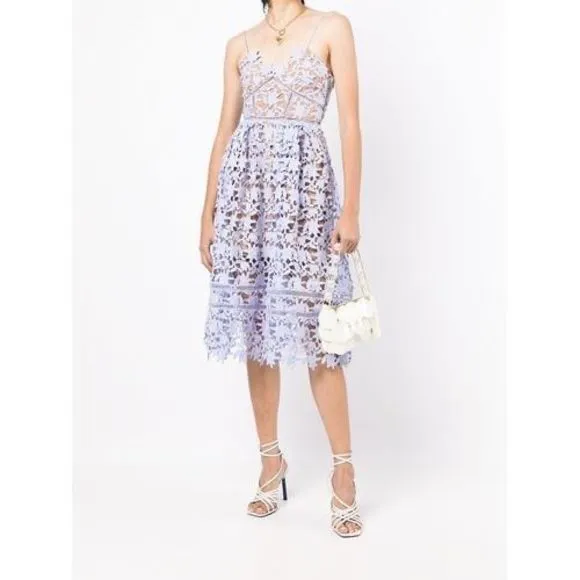 SELF-PORTRAIT AZALEA LACE MIDI DRESS - PURPLE