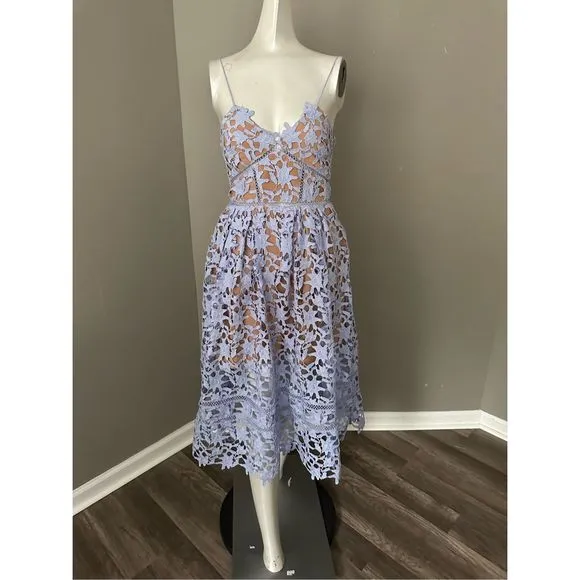 SELF-PORTRAIT AZALEA LACE MIDI DRESS - PURPLE