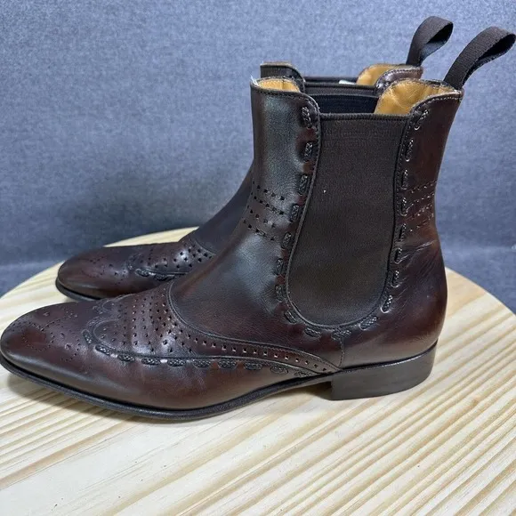 Sergio Rossi Brown Leather Cowboy Ankle Boots‎ Chukka Shoes Men’s Size 7 Italy
