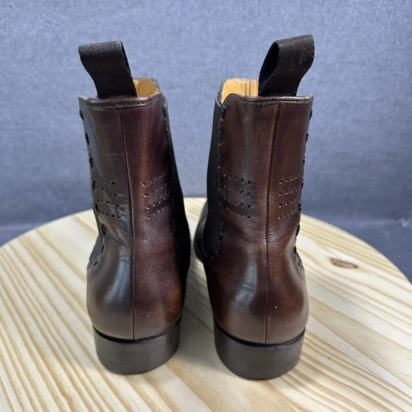 Sergio Rossi Brown Leather Cowboy Ankle Boots‎ Chukka Shoes Men’s Size 7 Italy