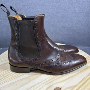 Sergio Rossi Brown Leather Cowboy Ankle Boots‎ Chukka Shoes Men’s Size 7 Italy