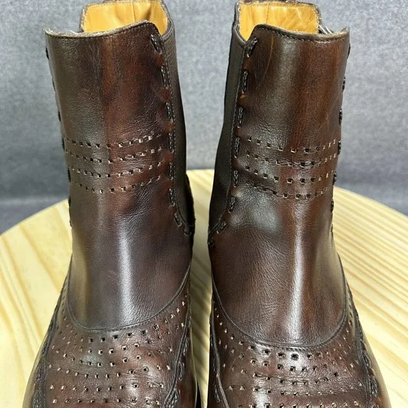 Sergio Rossi Brown Leather Cowboy Ankle Boots‎ Chukka Shoes Men’s Size 7 Italy