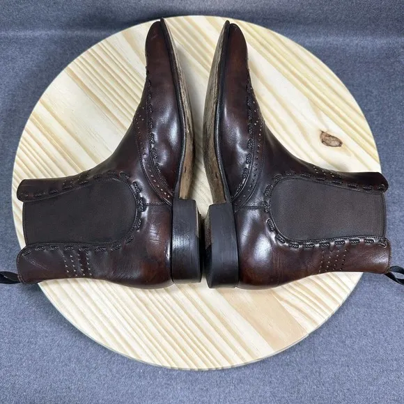 Sergio Rossi Brown Leather Cowboy Ankle Boots‎ Chukka Shoes Men’s Size 7 Italy