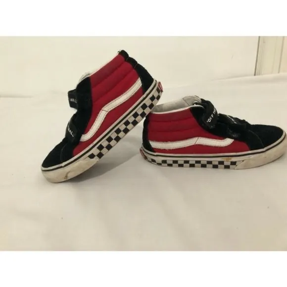 Set 2 Boys Shoes Vans Sneakers Red Black &amp; Wonder Nation Boots Black Size USA1