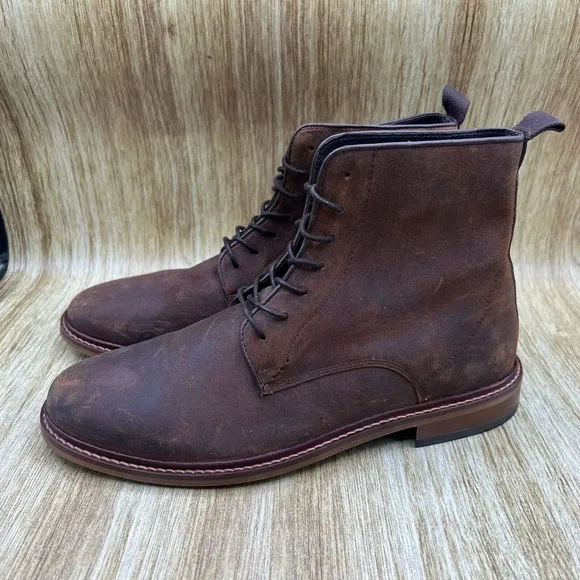 Shoe The Bear Ned Men's Size 11 EU 44 Waxed Suede Brown Ankle Boots Shoes