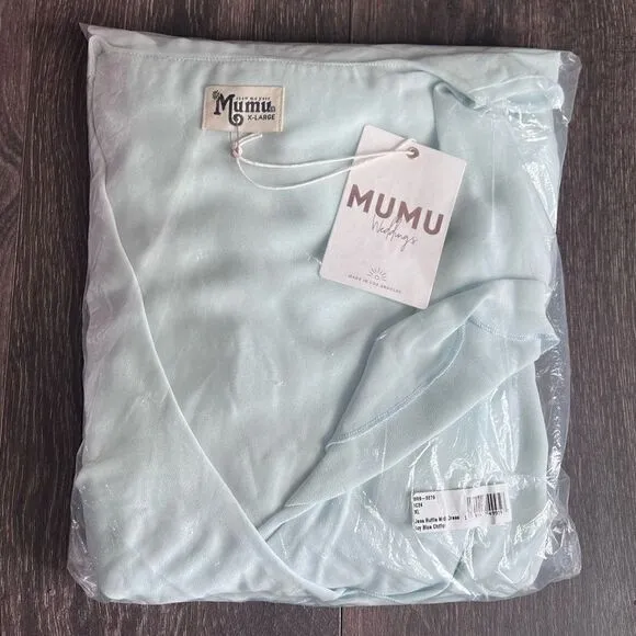 Show Me Your Mumu Jess Ruffle Midi Dress in Icy Blue Chiffon. Size XL. NWT!
