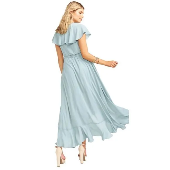 Show Me Your Mumu Jess Ruffle Midi Dress in Icy Blue Chiffon. Size XL. NWT!