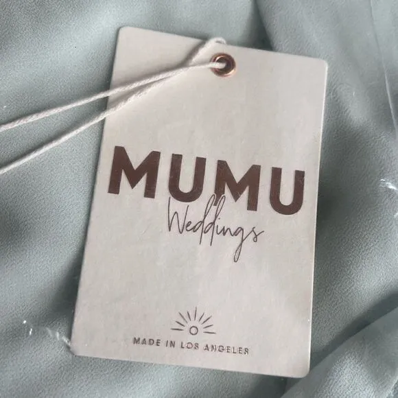 Show Me Your Mumu Jess Ruffle Midi Dress in Icy Blue Chiffon. Size XL. NWT!