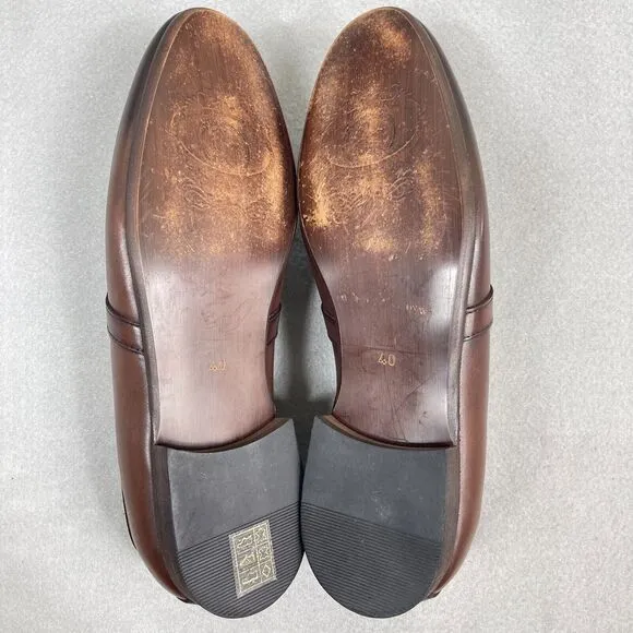 Sigotto Uomo Men's Size 7.5 Slip On Brown Leather Dress Shoes 3723