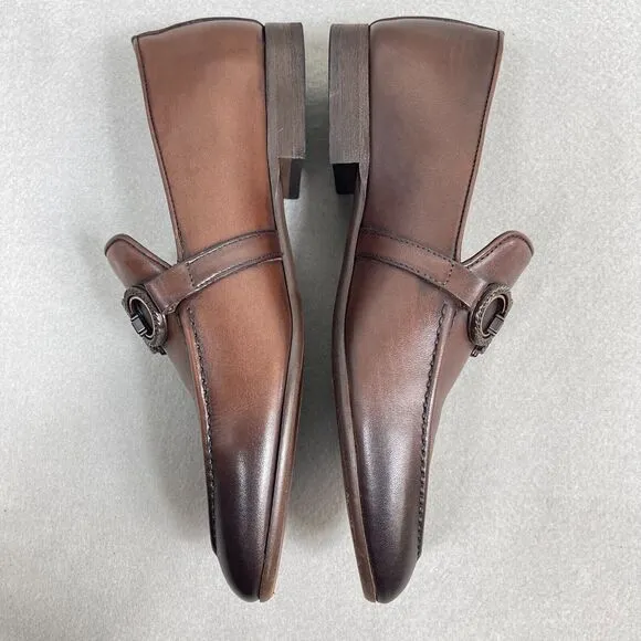 Sigotto Uomo Men's Size 7.5 Slip On Brown Leather Dress Shoes 3723