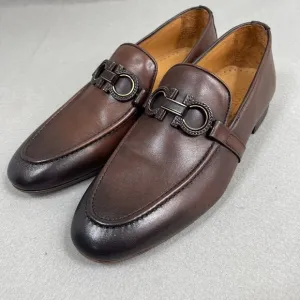 Sigotto Uomo Men's Size 7.5 Slip On Brown Leather Dress Shoes 3723
