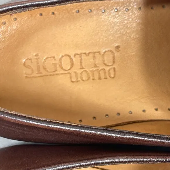 Sigotto Uomo Men's Size 7.5 Slip On Brown Leather Dress Shoes 3723