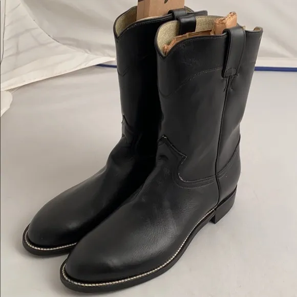 Silverton black leather cowboy western boots 10.5