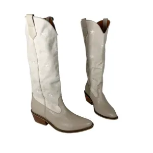 Silvia Cobos Women's Galaxy Stars Embroider Taupe Boots Western Size 8.5
