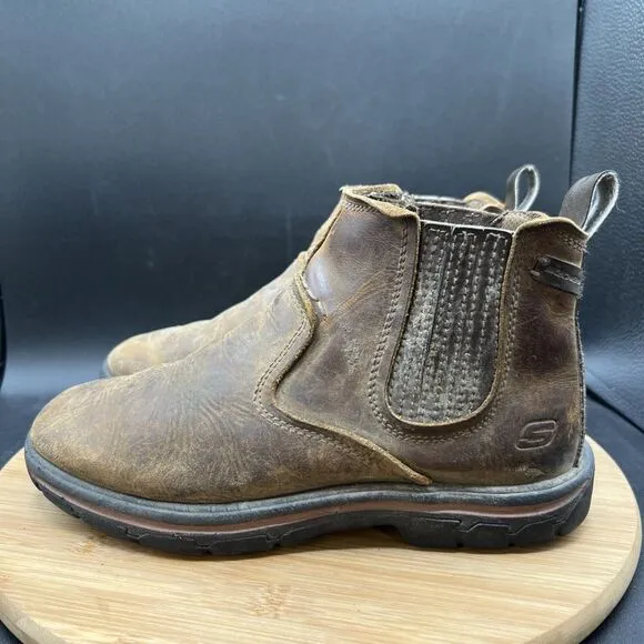 Skechers Dorton Boots Men’s Size 6.5 Brown Leather Chelsea Pull On Boots Shoes