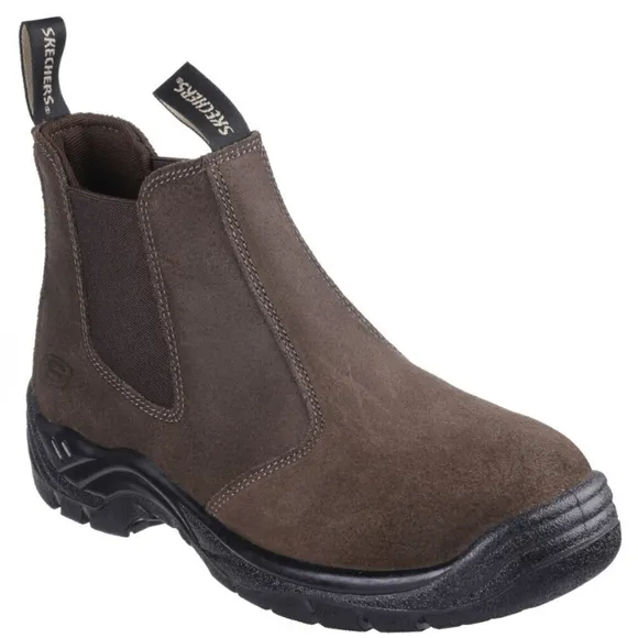 Skechers Men's Brown Chelsea Steel Toe Boots