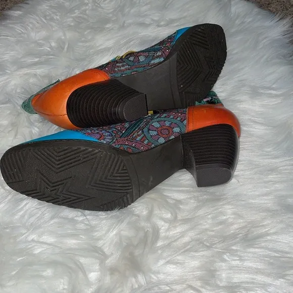 Socofy Patchwork Tapestry Leather Colorful Women's Ankle Boots