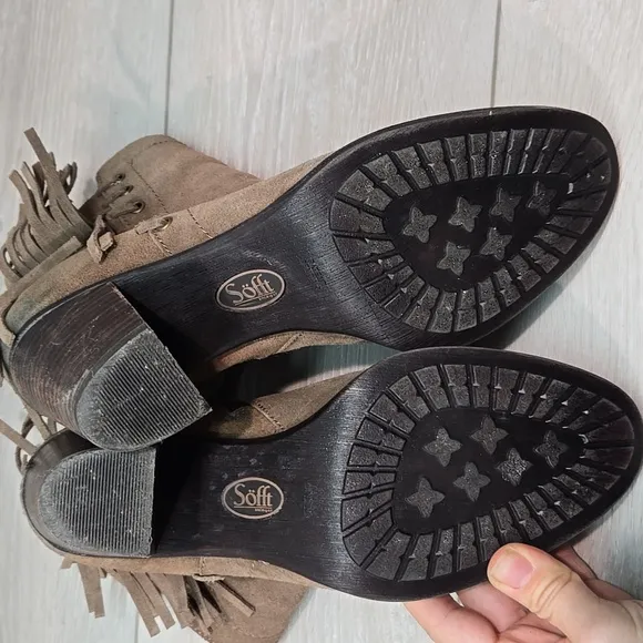 Sofft Women Fringe Suede Ankle Boots  Shoes 9.5M