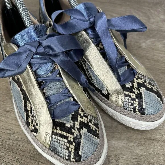 Softwaves Arch Support Snakeskin Sneakers Leather Comfort Shoes Size‎ 37 US 6.5
