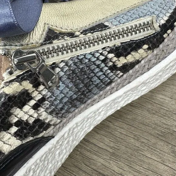 Softwaves Arch Support Snakeskin Sneakers Leather Comfort Shoes Size‎ 37 US 6.5