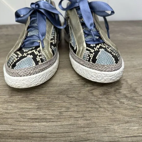 Softwaves Arch Support Snakeskin Sneakers Leather Comfort Shoes Size‎ 37 US 6.5