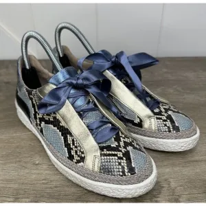 Softwaves Arch Support Snakeskin Sneakers Leather Comfort Shoes Size‎ 37 US 6.5