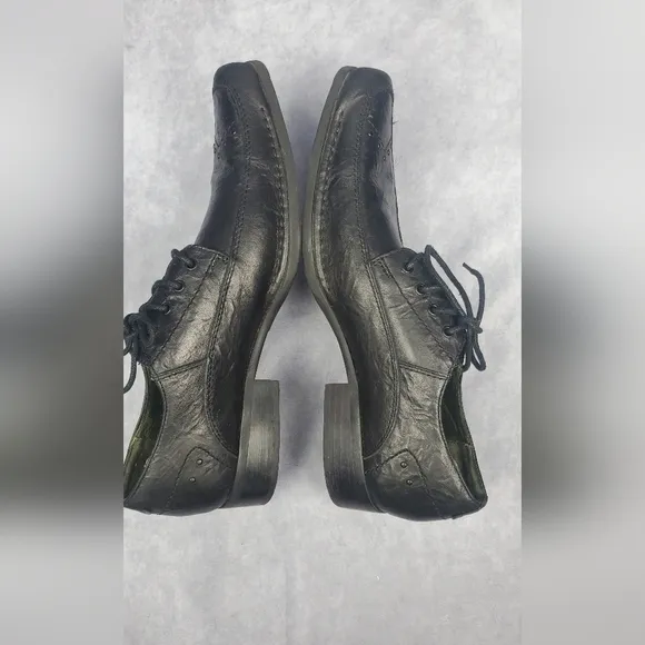 Soho Lab Casual Oxford Dress office Crocodile pattern shoes black leather size 9