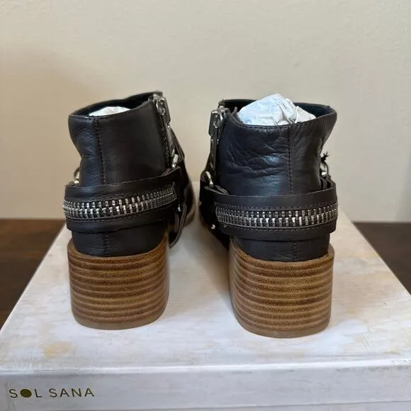 Sol Sana Eddie Moto Harness Ankle Boot in Coffee Size 37/ US 7 NIB