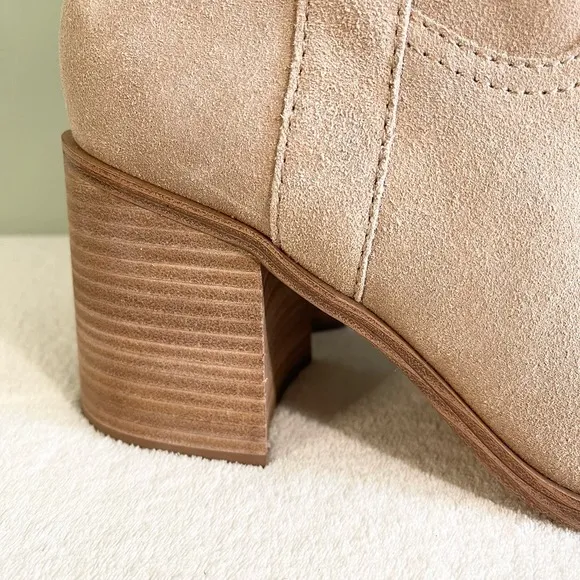 Sole Society Tan Suede Leather Slip On Block Heel Rachill Boots Size 9 NWT