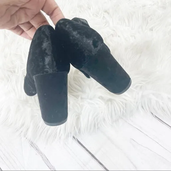 Sole Society Women's Cosima Black Crushed Velvet Mary Jane Heels Y2K Size 8.5