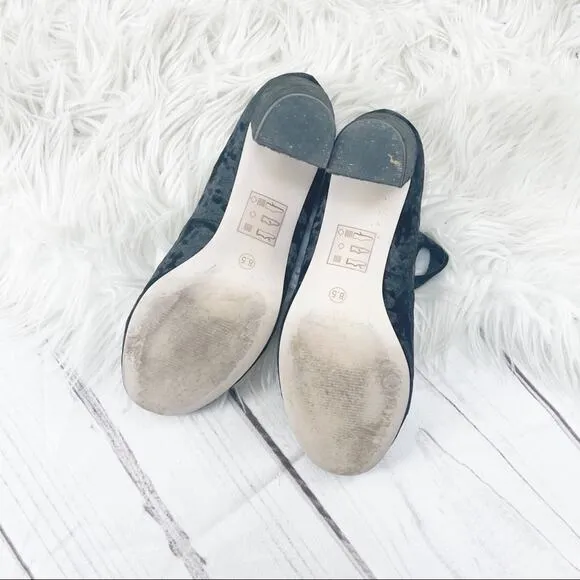 Sole Society Women's Cosima Black Crushed Velvet Mary Jane Heels Y2K Size 8.5