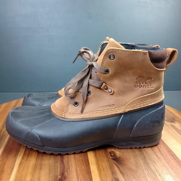 Sorel Ankeny Elk Stout Mens 11.5 Waterproof Snow Rain Duck NM2101-286 Leather