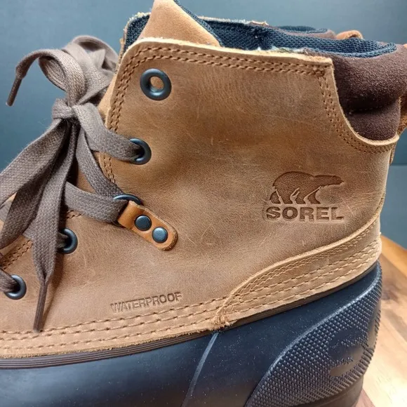 Sorel Ankeny Elk Stout Mens 11.5 Waterproof Snow Rain Duck NM2101-286 Leather