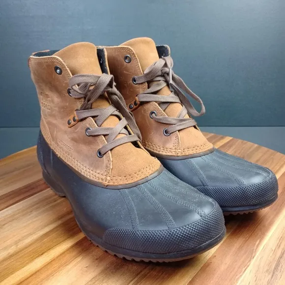 Sorel Ankeny Elk Stout Mens 11.5 Waterproof Snow Rain Duck NM2101-286 Leather